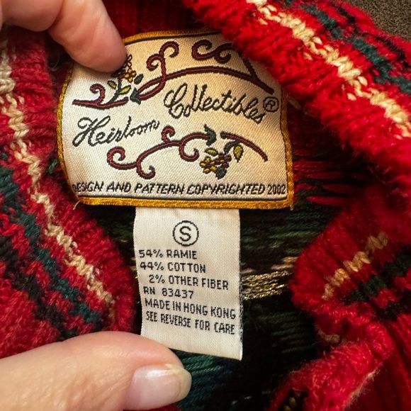 VINTAGE HEIRLOOM COLLECTIBLE Women’s SZ Small Holiday Full Zip Sweater Cardigan - Picture 4 of 10